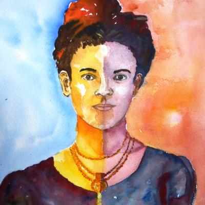 Frida Kahlo aquarelle compressé